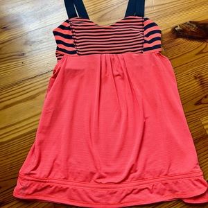 Lululemon bra top tank, neon orange and navy blue